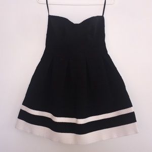 Black and white strapless dress